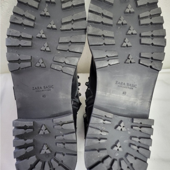 ZARA Women’s Studded Black Leather  With Silver Studded Ankle Boots Size 10 - Picture 9 of 10